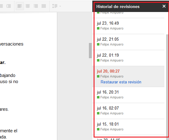 Restaurar visión con Google drive