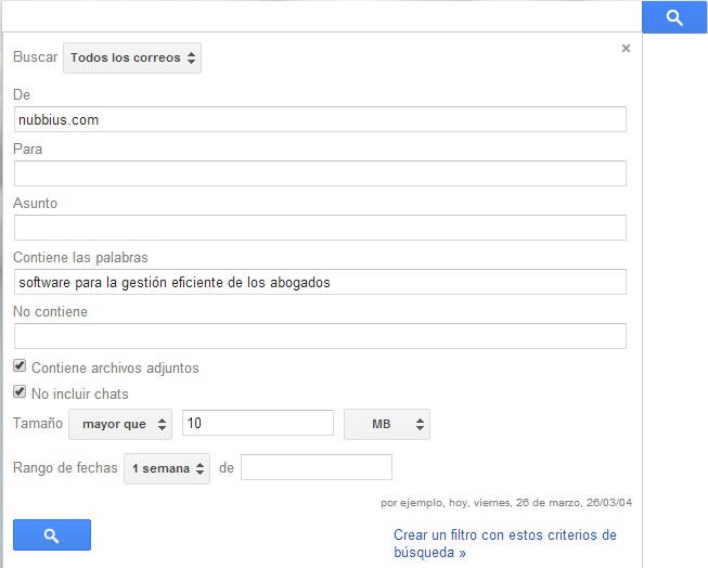 Búsqueda avanzada Gmail
