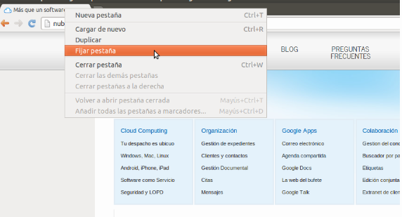 Fijar pestaña con Chrome