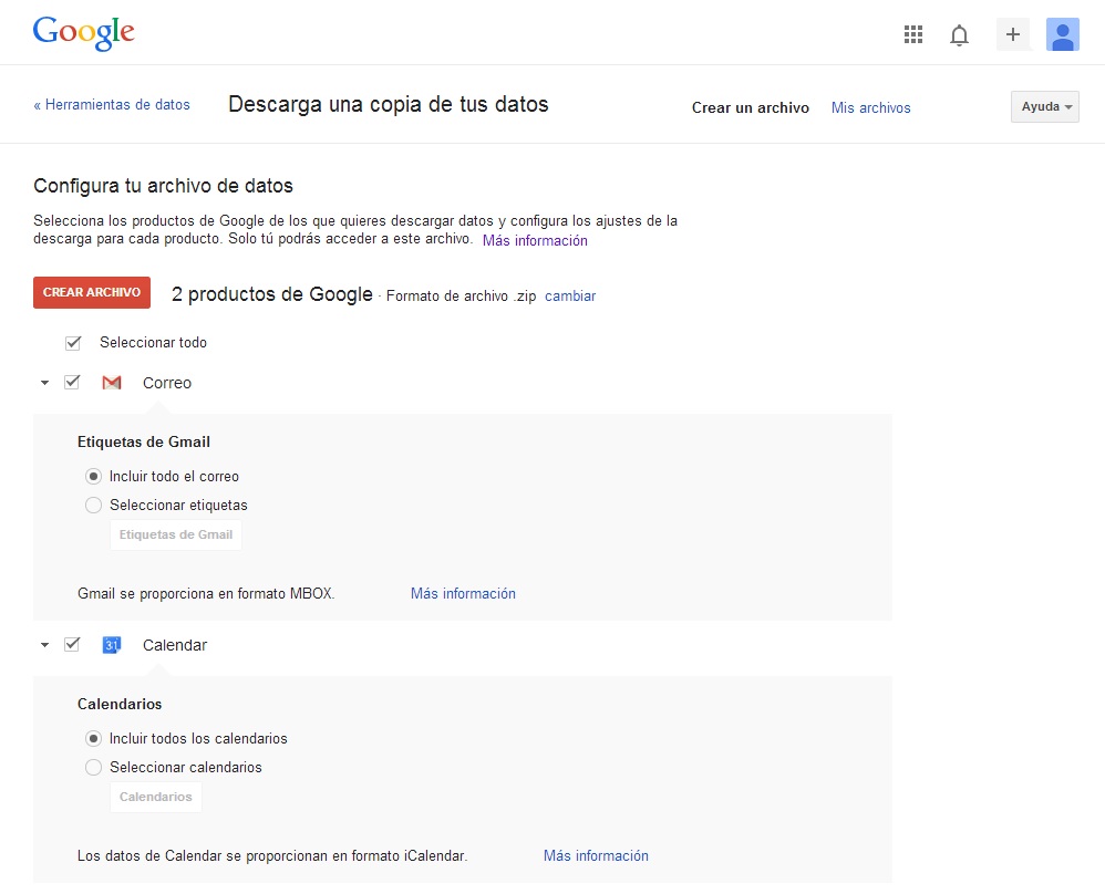 Haciendo una copia de seguridad de Gmail