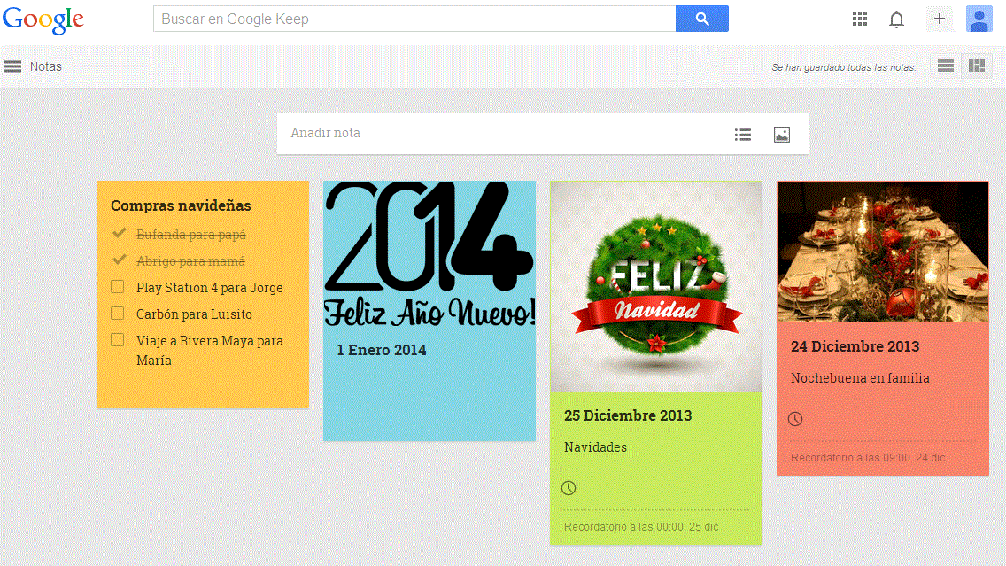 Notas en google keep