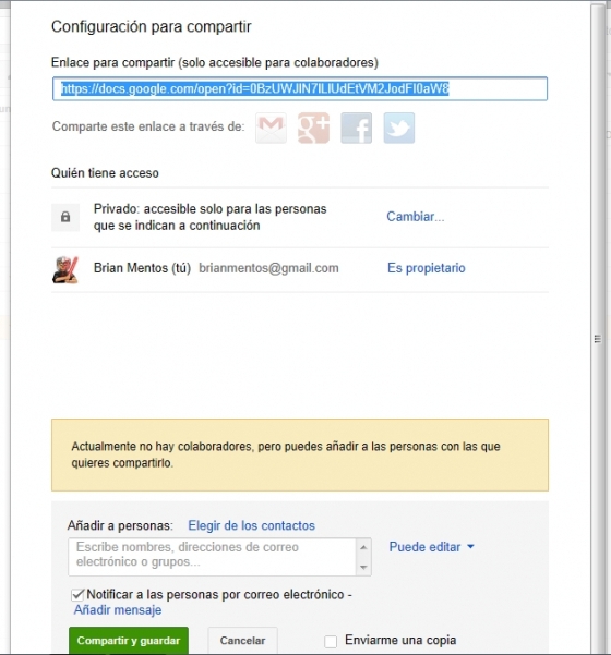 Compartir archivo con Google Drive
