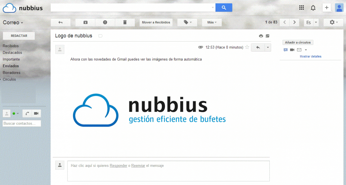 Imagen mostrada automáticamente en gmail