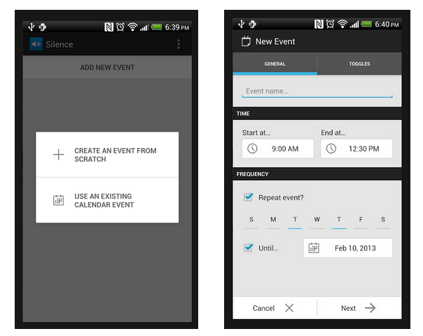 Aplicación Silence para Android